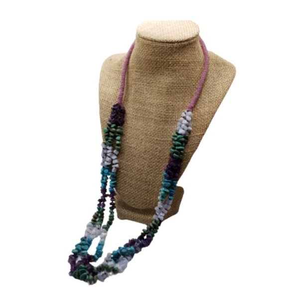 VTG Native American Turquoise & Amethyst Necklace - Picture 1 of 12